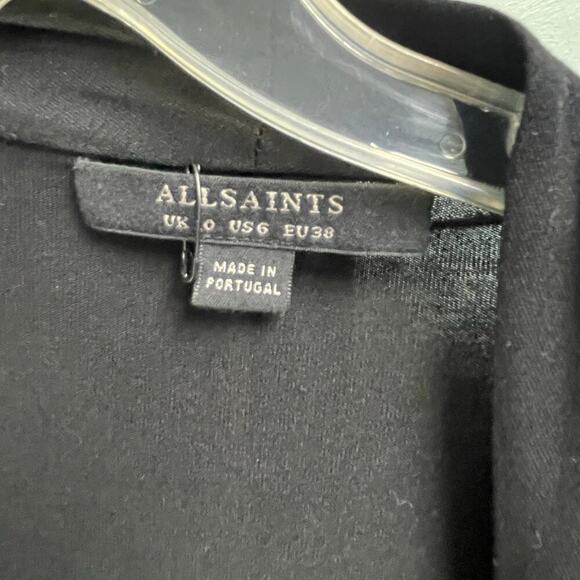 All Saints Black Wrap Dress Size 6 LBD - Picture 3 of 5